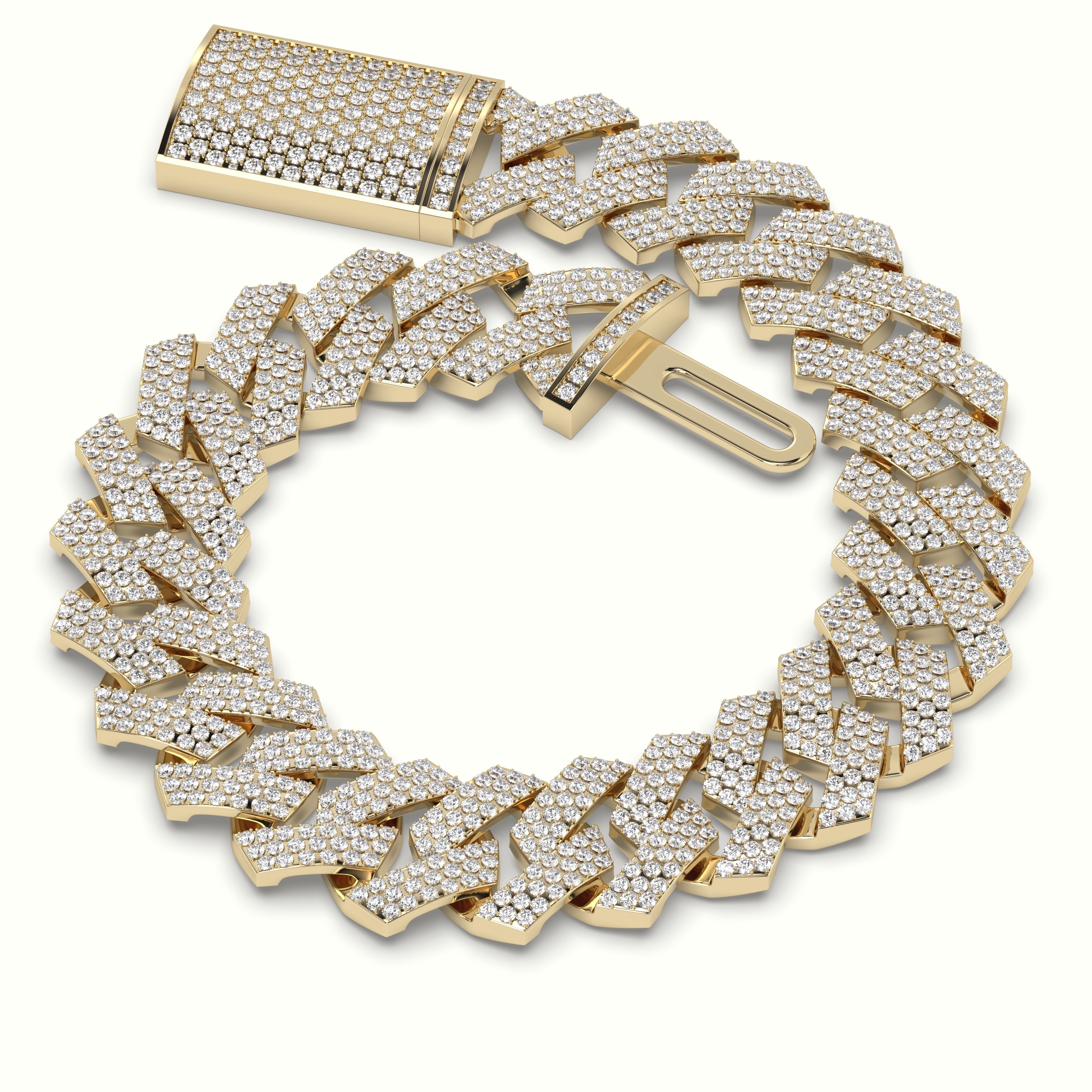 18k yellow gold 14mm diamond cuban link bracelet Photos & images