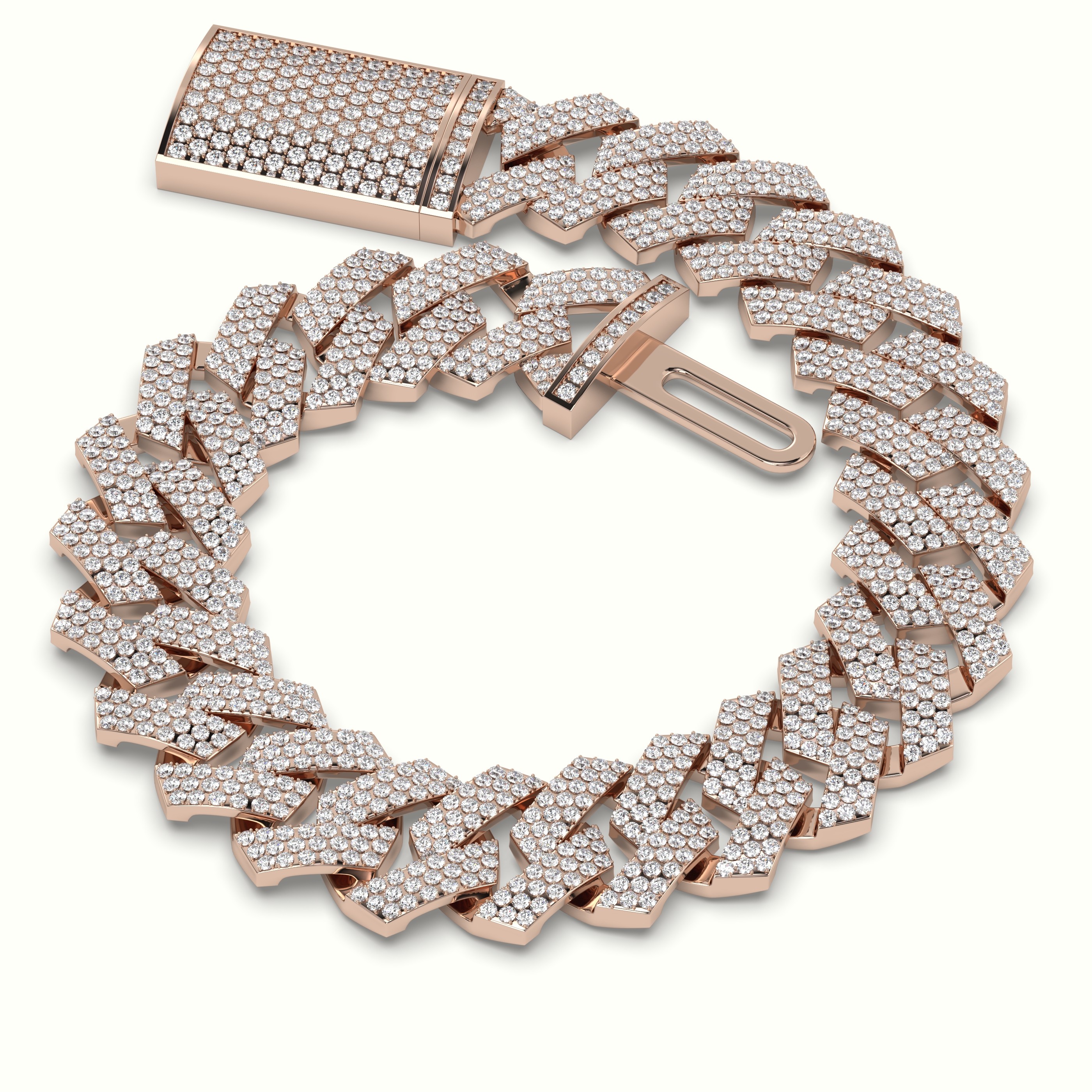 18k rose gold 14mm diamond cuban link bracelet Photos & images