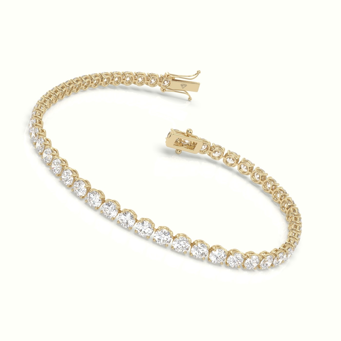 18k yellow gold  labgrown diamond italian tennis bracelet 6.12 carat diamonds Photos & images