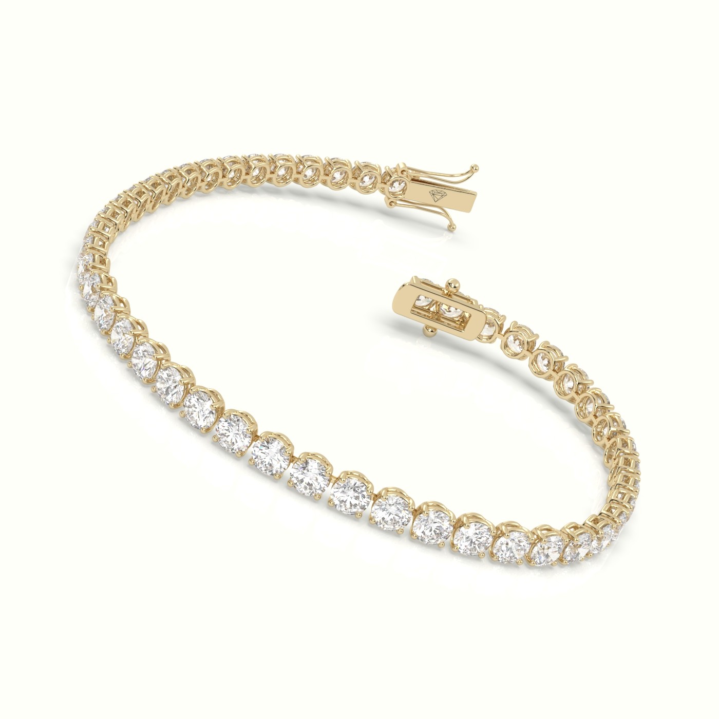 18k yellow gold  labgrown diamond italian tennis bracelet 7.05 carat diamonds Photos & images