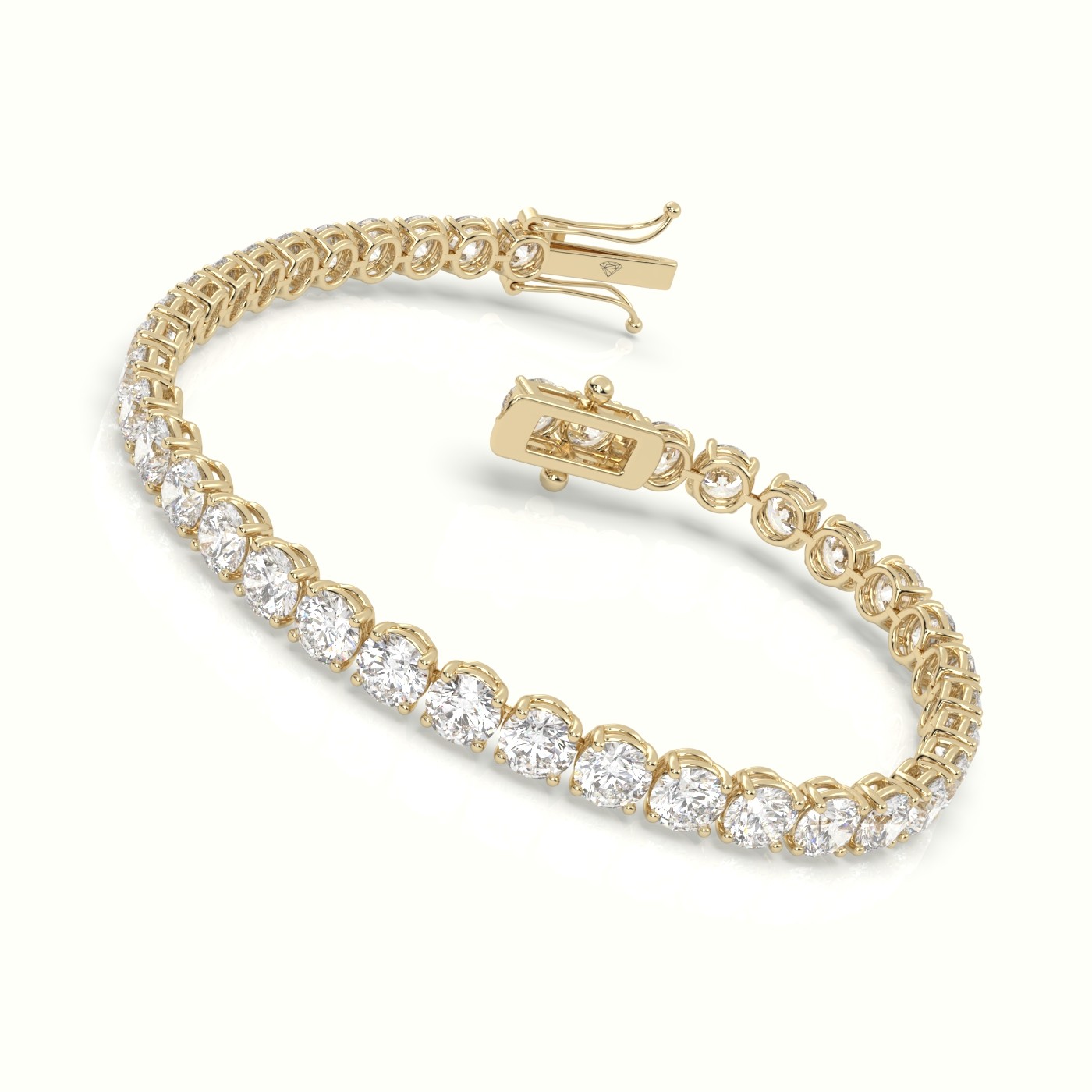 18k yellow gold  labgrown diamond italian tennis bracelet 11.70 carat diamonds Photos & images