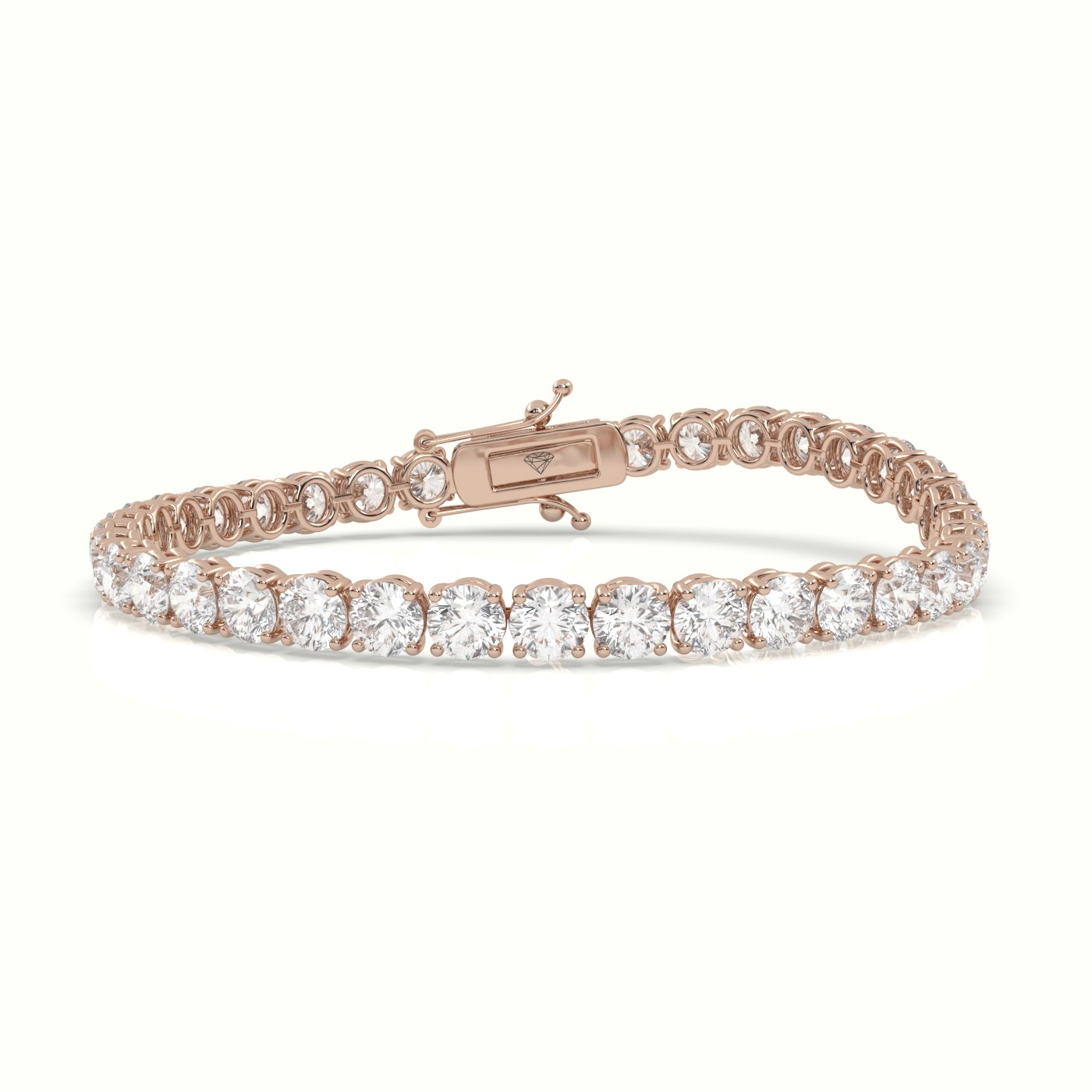 18k rose gold  labgrown diamond italian tennis bracelet 12.95 carat diamonds