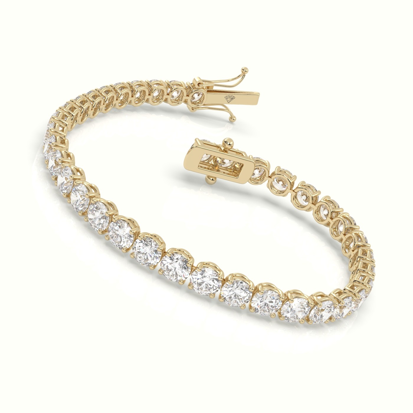 18k yellow gold  labgrown diamond italian tennis bracelet 12.95 carat diamonds Photos & images