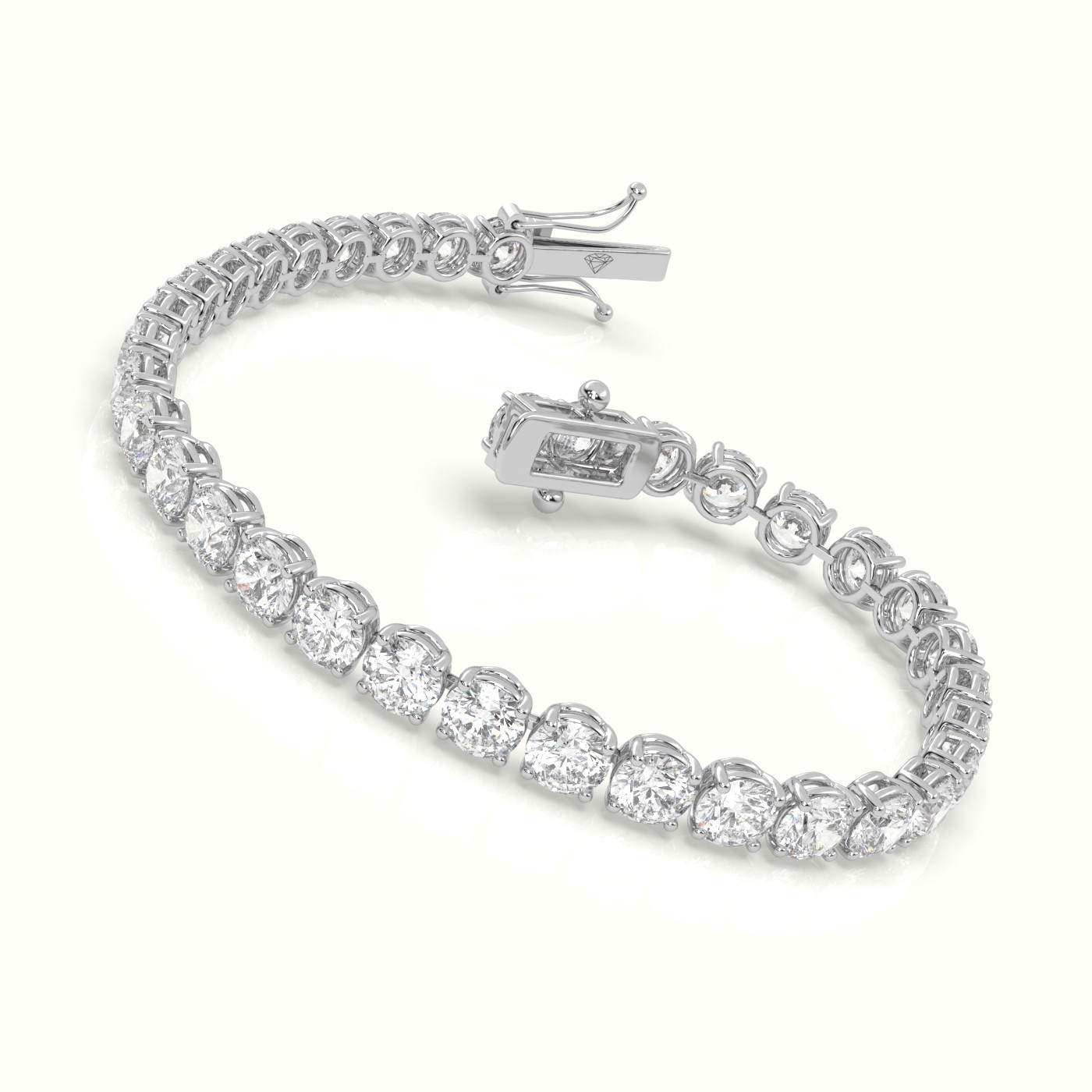 18k white gold  labgrown diamond italian tennis bracelet 14.0 carat diamonds Photos & images