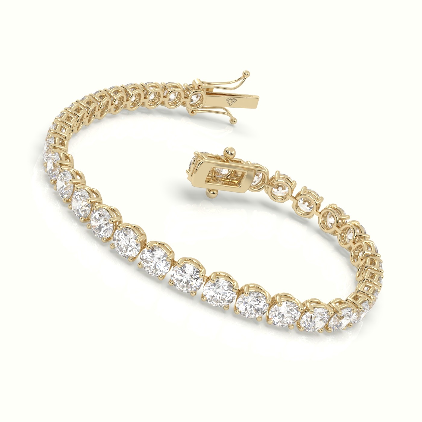 18k yellow gold  labgrown diamond italian tennis bracelet 14.0 carat diamonds Photos & images