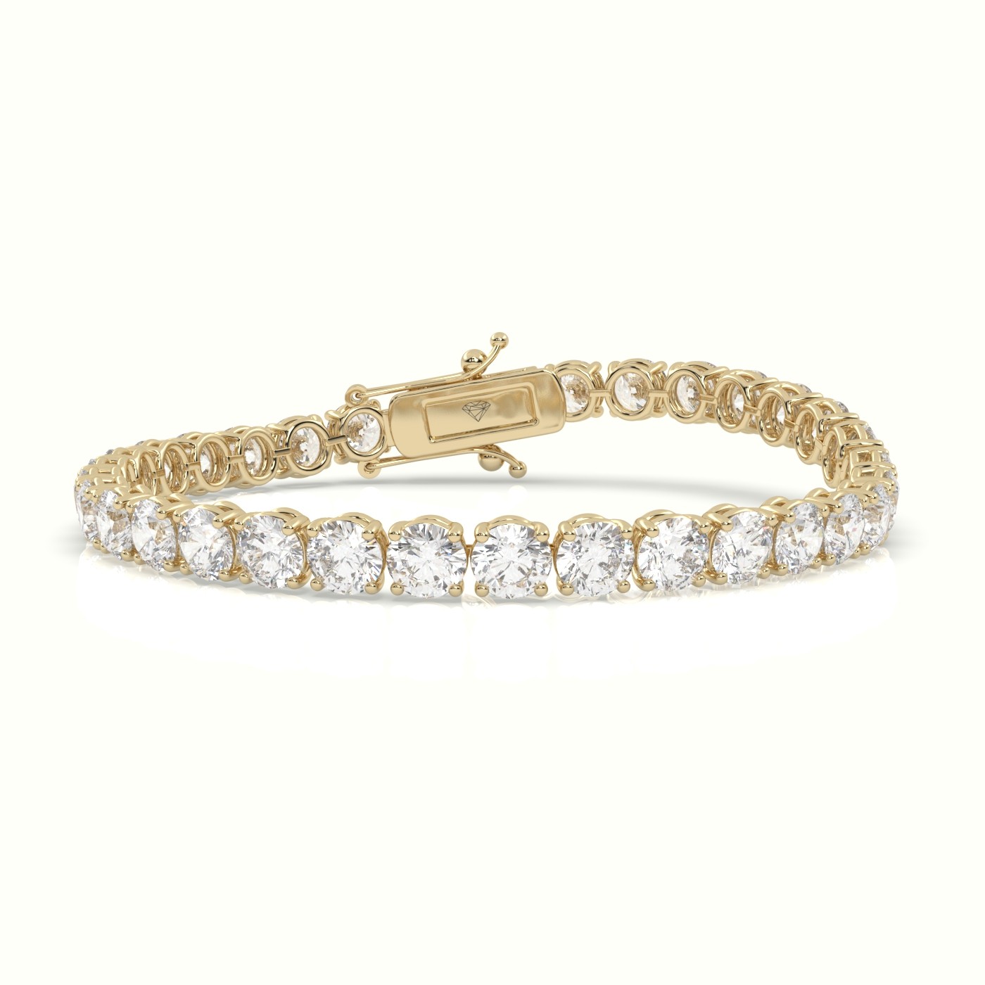 18k yellow gold  labgrown diamond italian tennis bracelet 16.50 carat diamonds