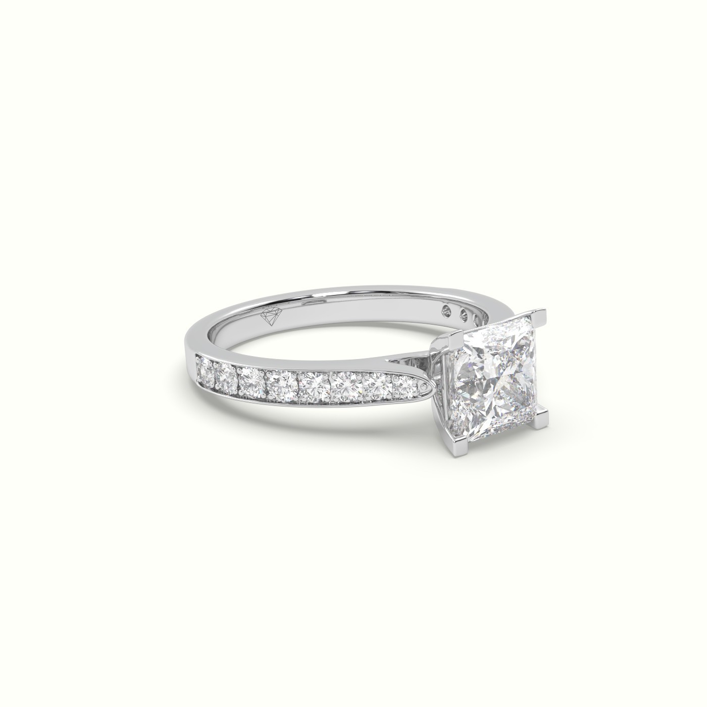 flash sale-18k white gold  princess cut diamond ring with pave Photos & images