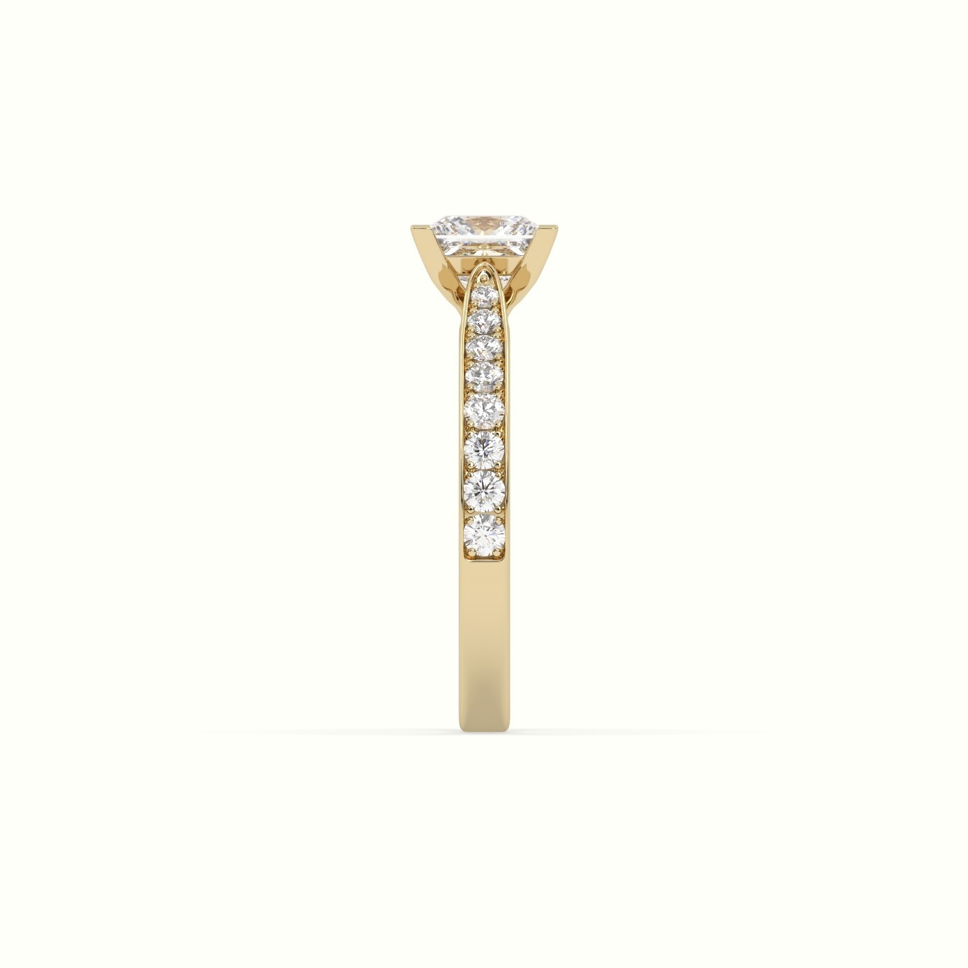 flash sale-18k yellow gold  princess cut diamond ring with pave Photos & images