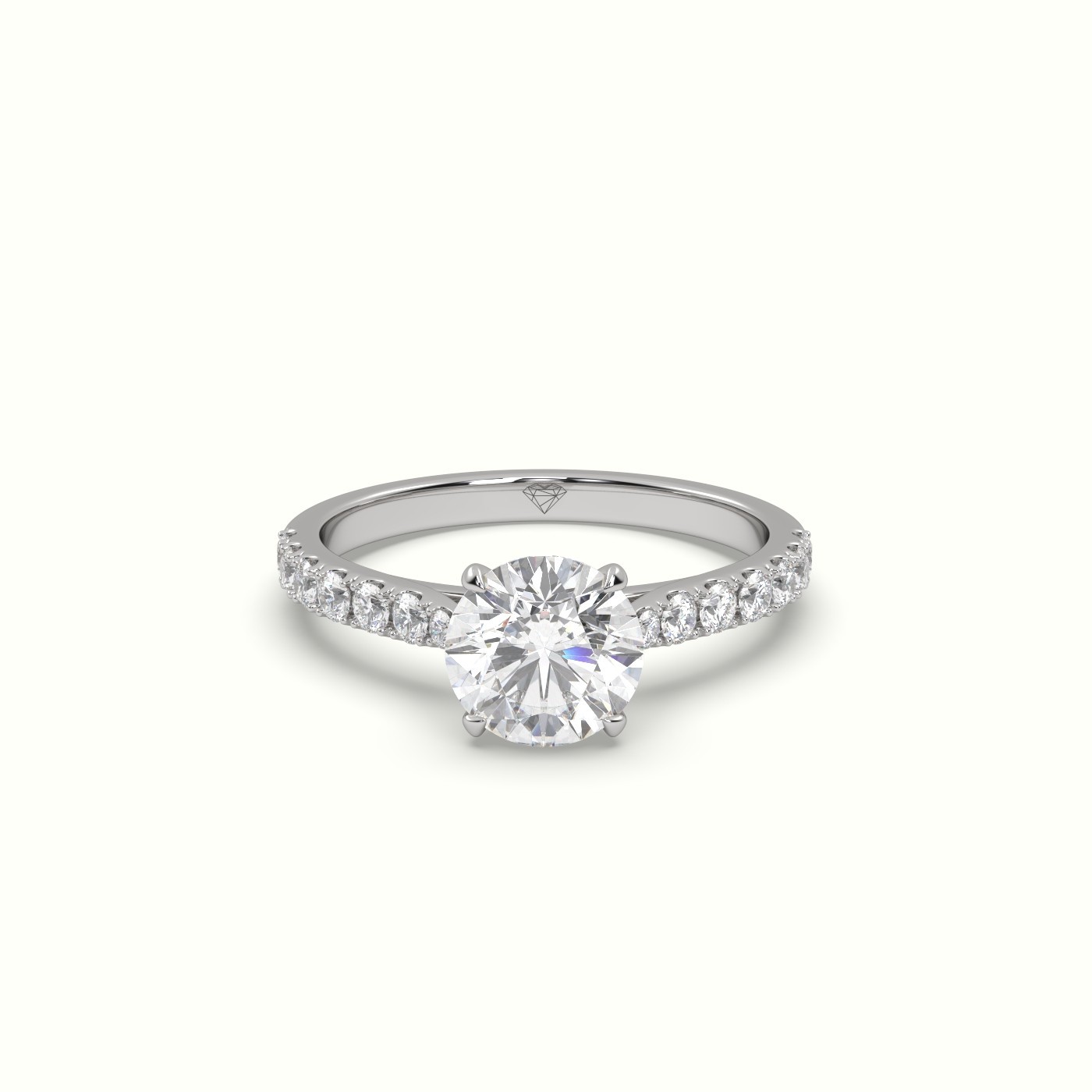 flash sale-18k white gold  round cut diamond 4 prongs pave band ring Photos & images