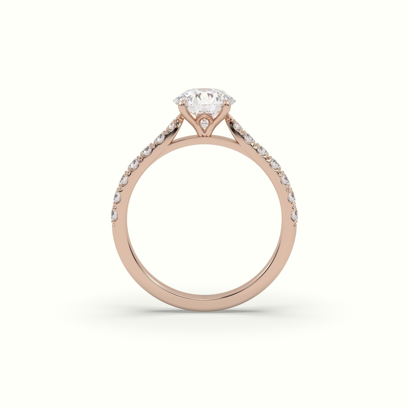 flash sale-18k rose gold  round cut diamond 4 prongs pave band ring Photos & images