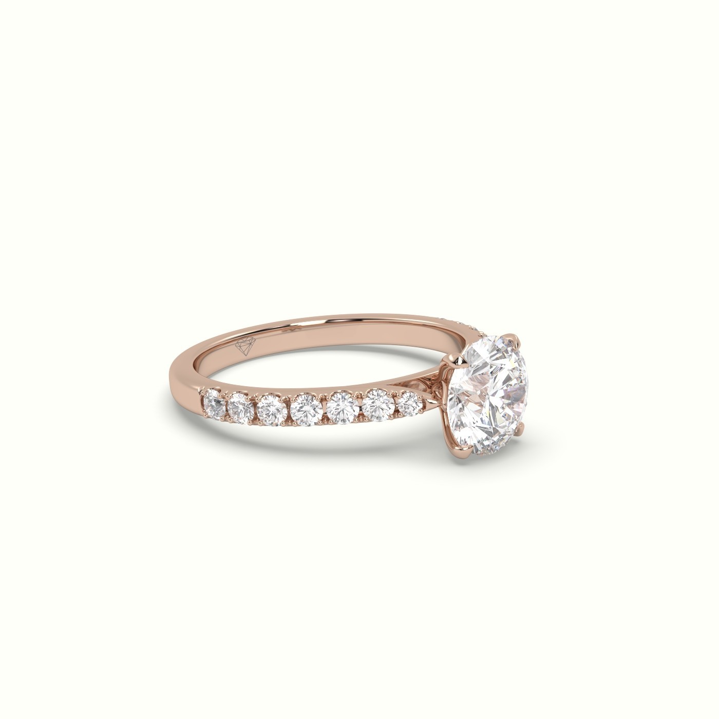 flash sale-18k rose gold  round cut diamond 4 prongs pave band ring Photos & images