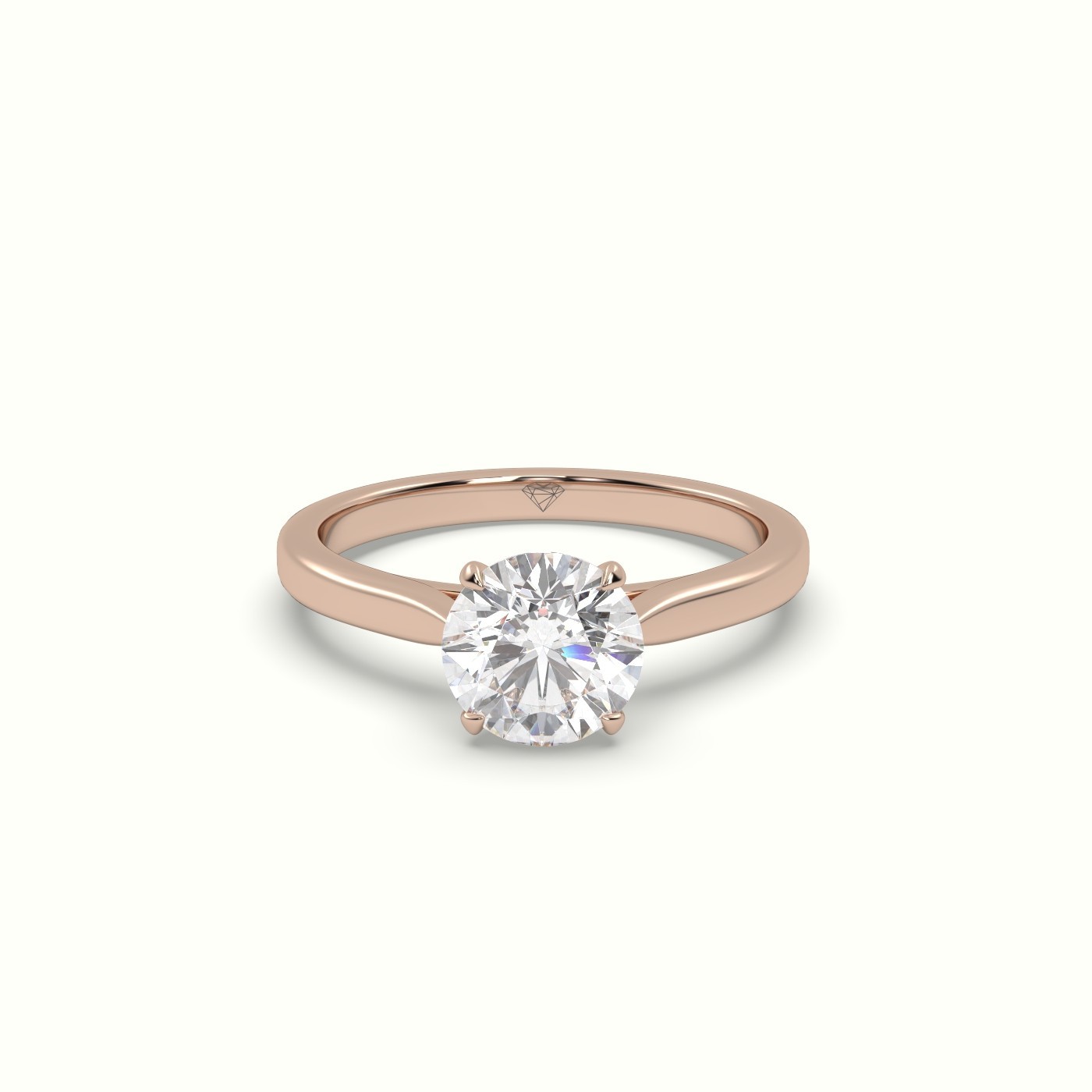 18k rose gold  round cut solitaire diamond 4 prongs ring Photos & images