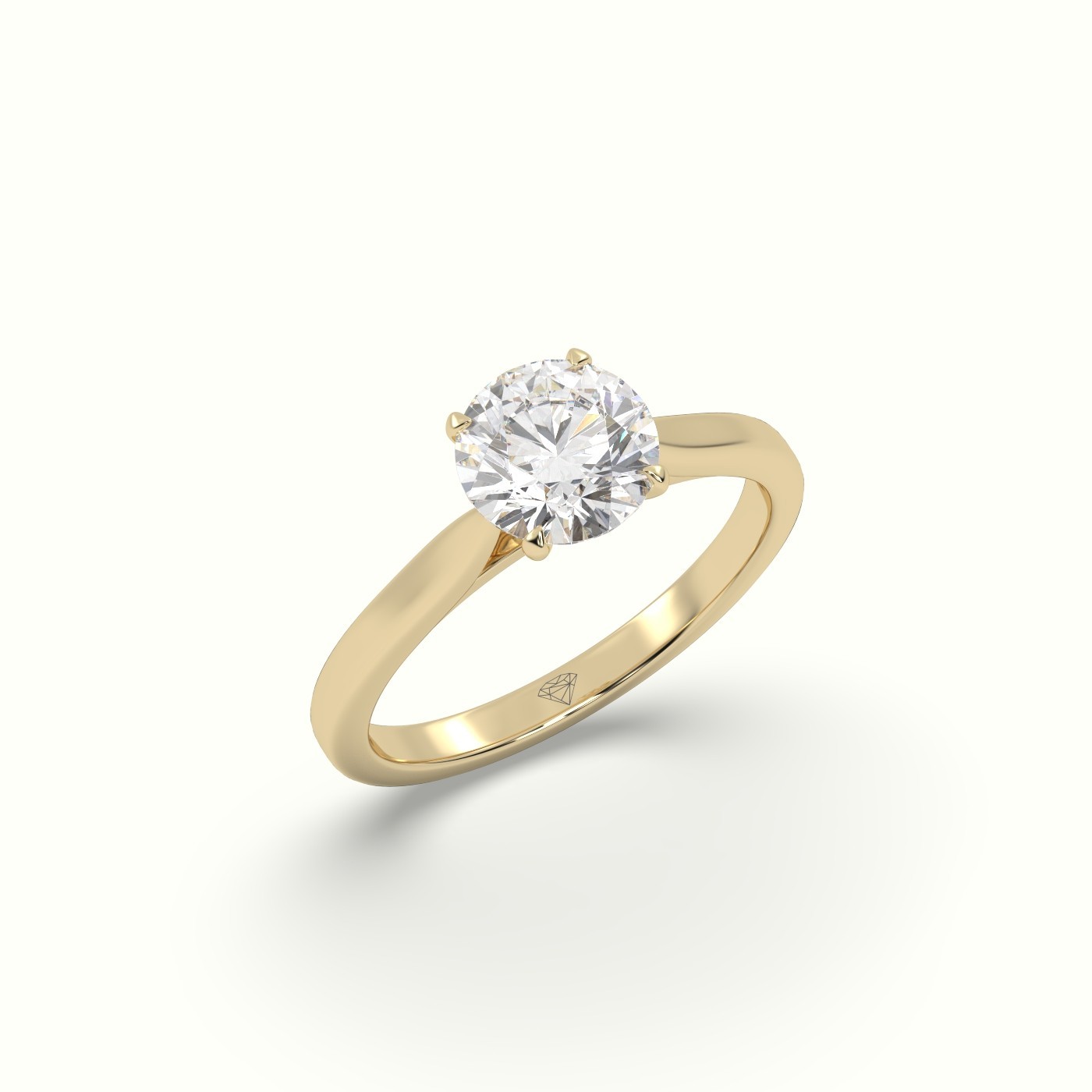 flash sale-18k yellow gold  round cut solitaire diamond 4 prongs ring