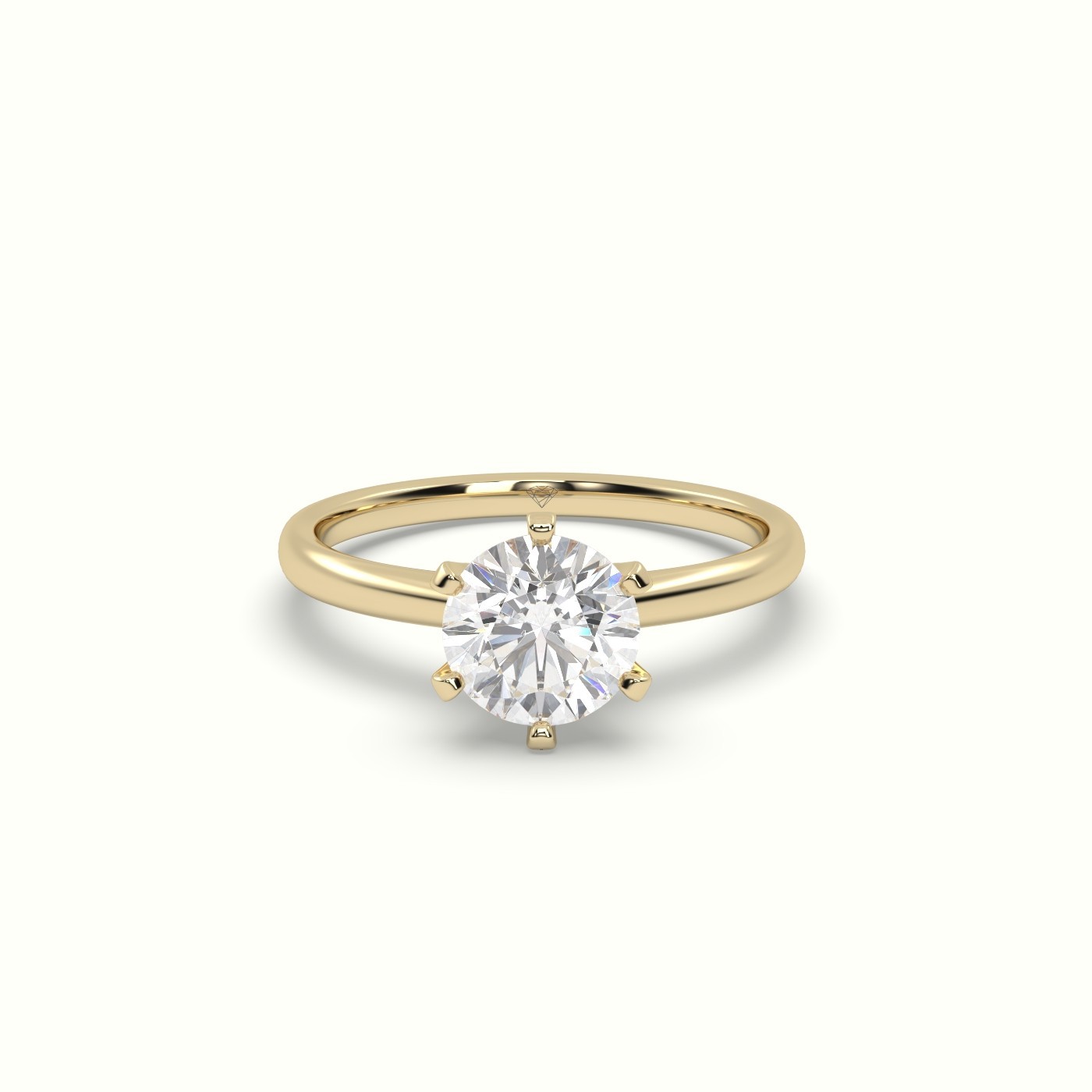 flash sale-18k yellow gold  solitaire round diamond ring 6 prong elegance Photos & images