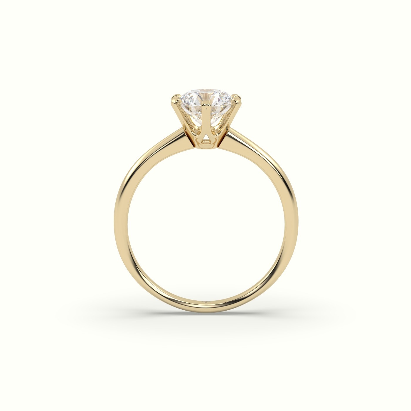 flash sale-18k yellow gold  solitaire round diamond ring 6 prong elegance Photos & images