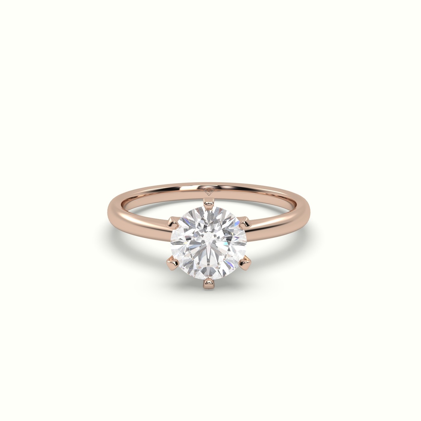 flash sale-18k rose gold  solitaire round diamond ring 6 prong elegance Photos & images