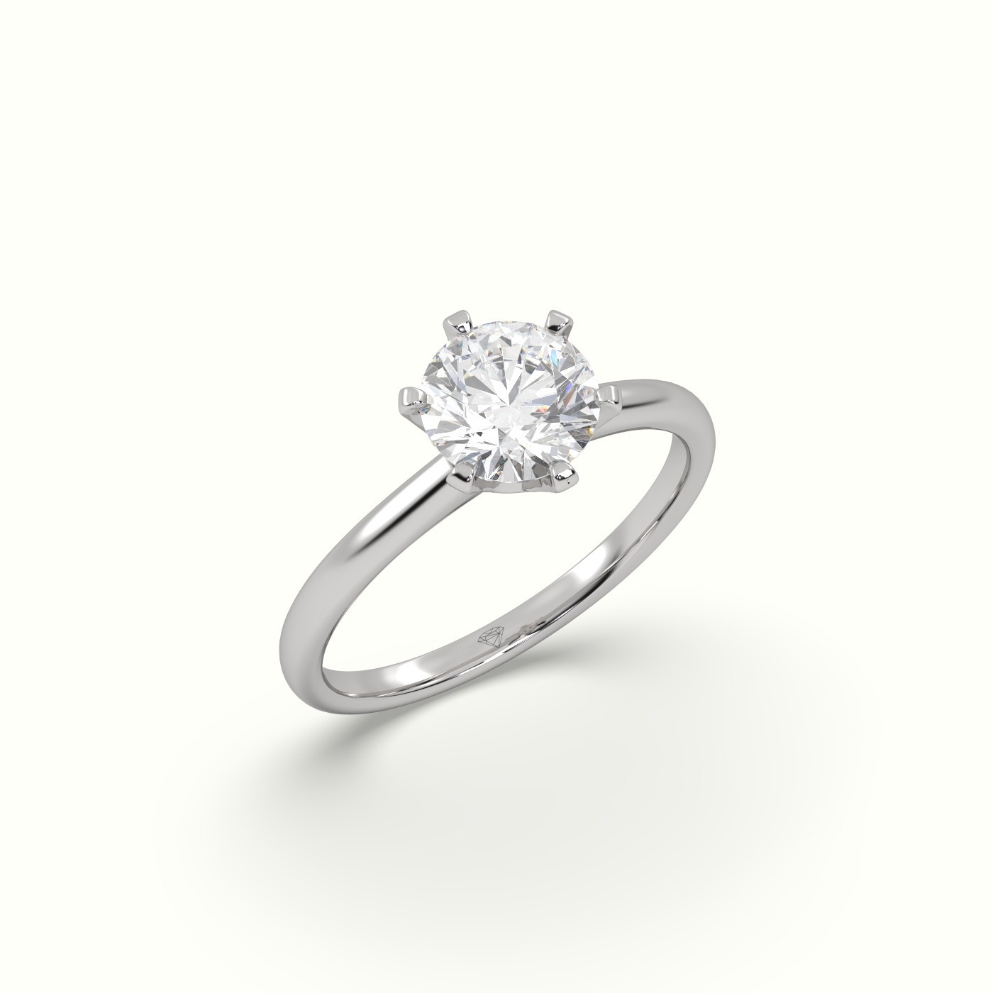 flash sale-platinum  solitaire round diamond ring 6 prong elegance
