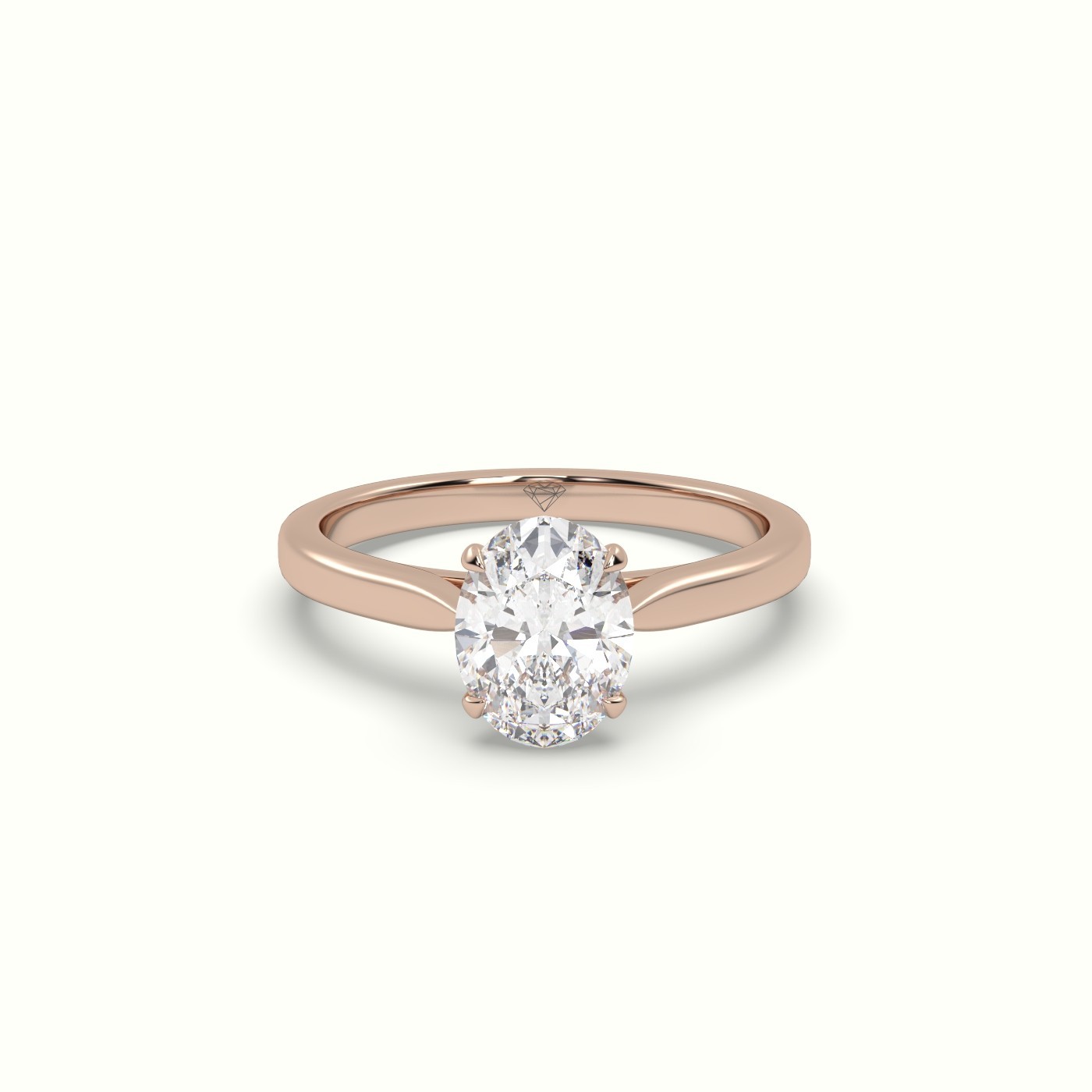 18k rose gold  3.62 ct, oval cut diamond engagement ring with cathedral shank Photos & images