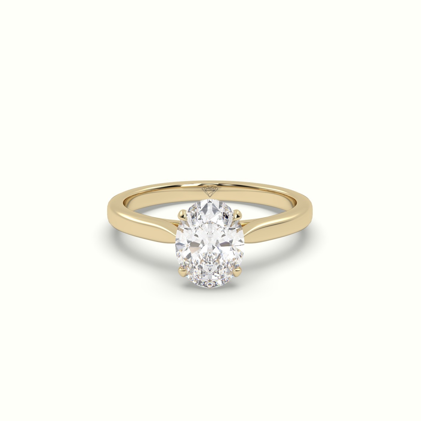 18k yellow gold 3.62 ct, oval cut diamond engagement ring with cathedral shank Photos & images