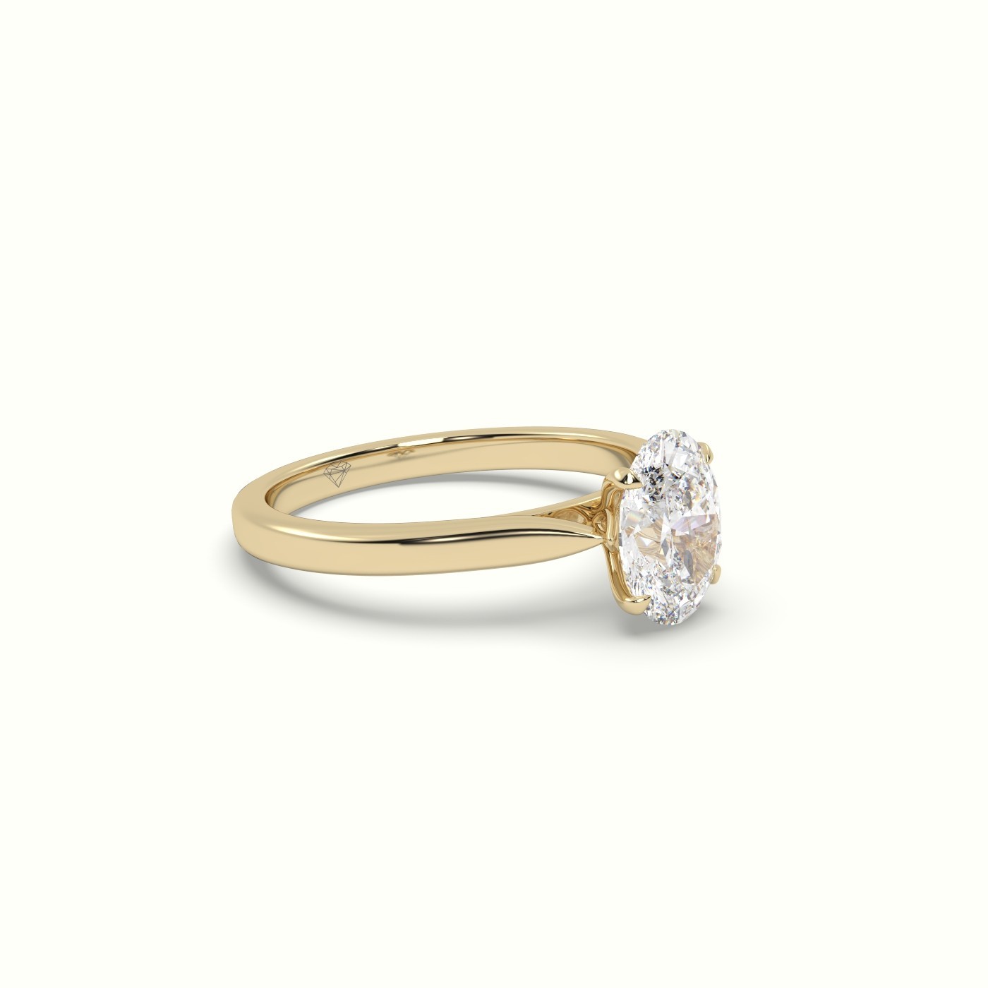 18k yellow gold 3.62 ct, oval cut diamond engagement ring with cathedral shank Photos & images
