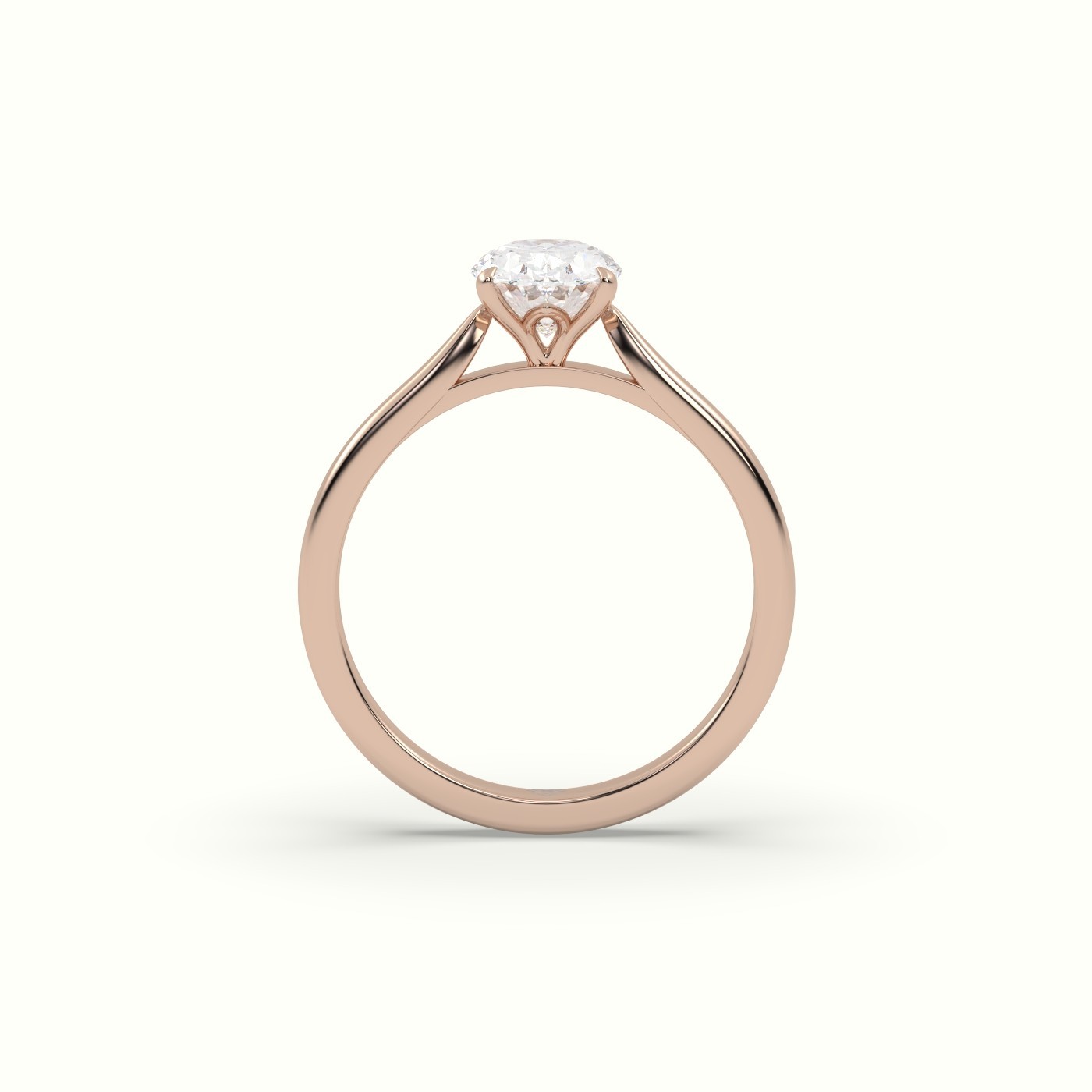 18k rose gold 3.02 ct,oval cut diamond engagement ring with cathedral shank Photos & images