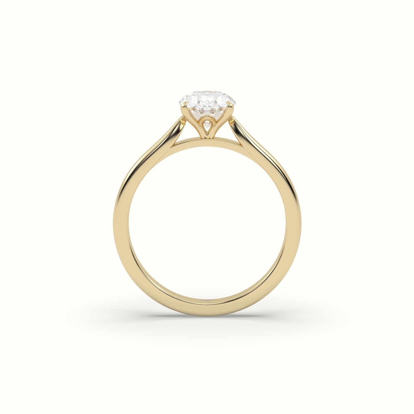 18k yellow gold 3.02 ct,oval cut diamond engagement ring with cathedral shank Photos & images