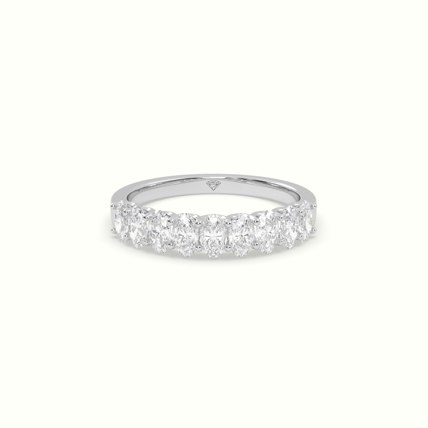 18k white gold oval diamond wedding half eternity ring Photos & images