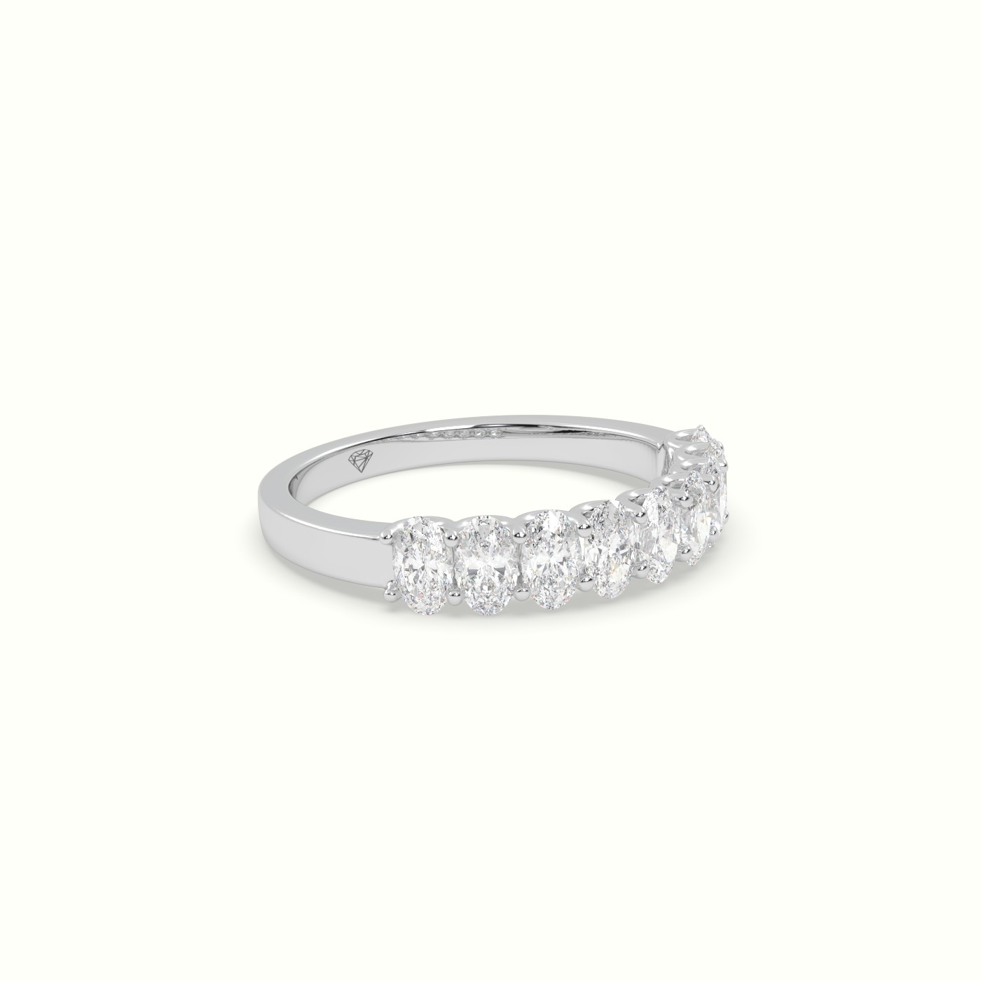 18k white gold oval diamond wedding half eternity ring Photos & images