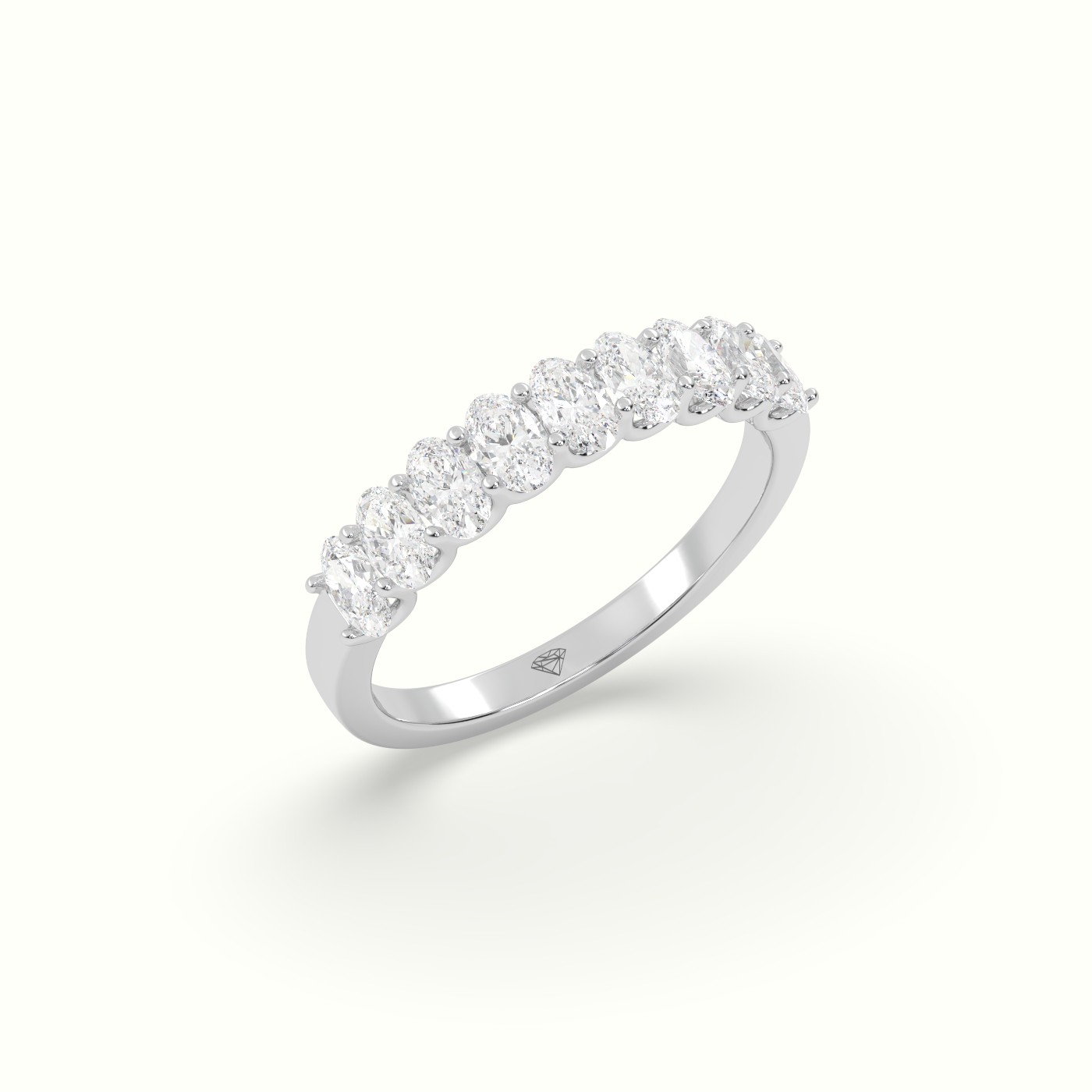 18k white gold oval diamond wedding half eternity ring
