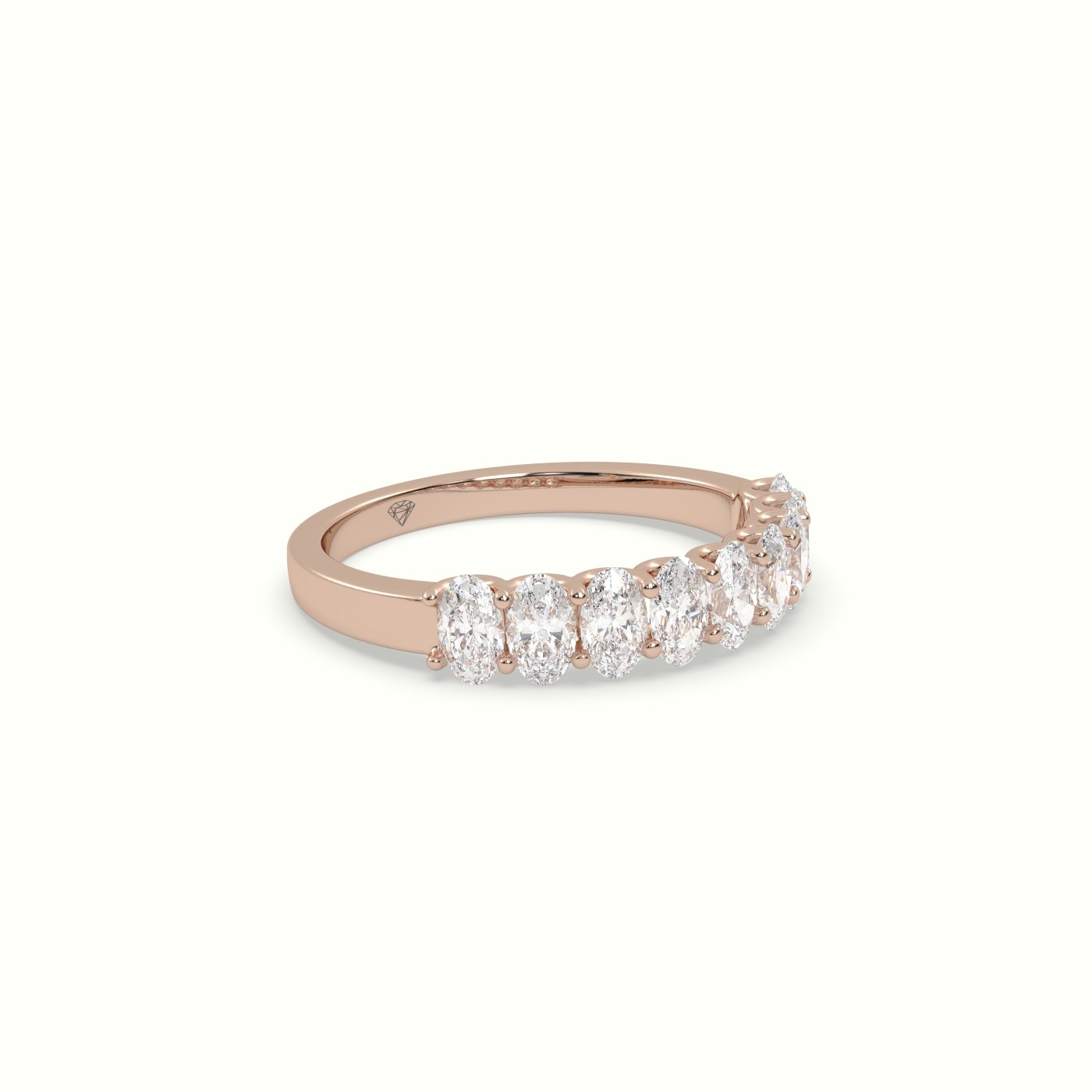 18k rose gold oval diamond wedding half eternity ring Photos & images