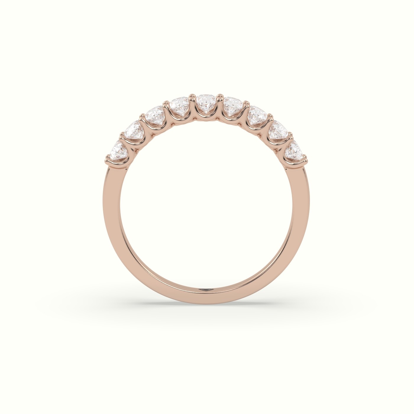 18k rose gold oval diamond wedding half eternity ring Photos & images