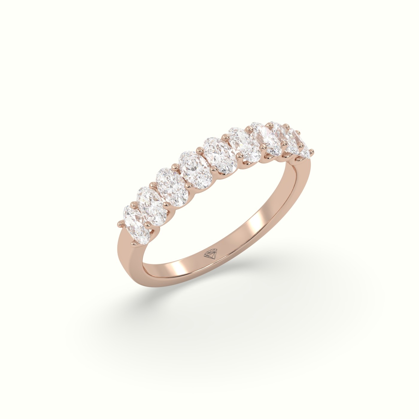 18k rose gold oval diamond wedding half eternity ring
