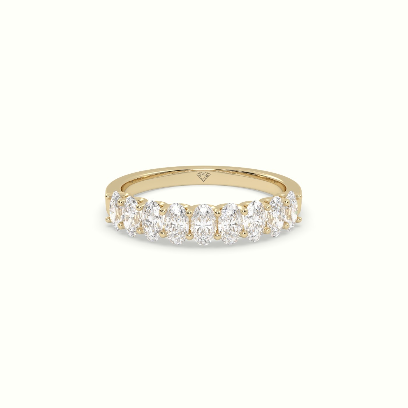 18k yellow gold oval diamond wedding half eternity ring Photos & images
