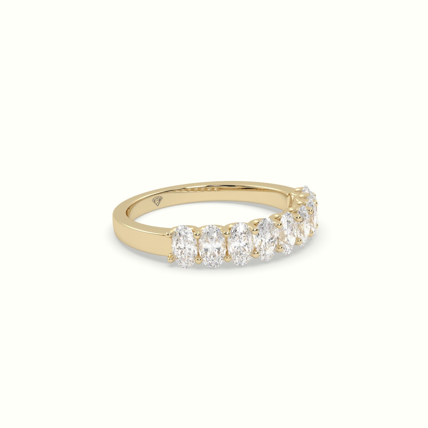 18k yellow gold oval diamond wedding half eternity ring Photos & images
