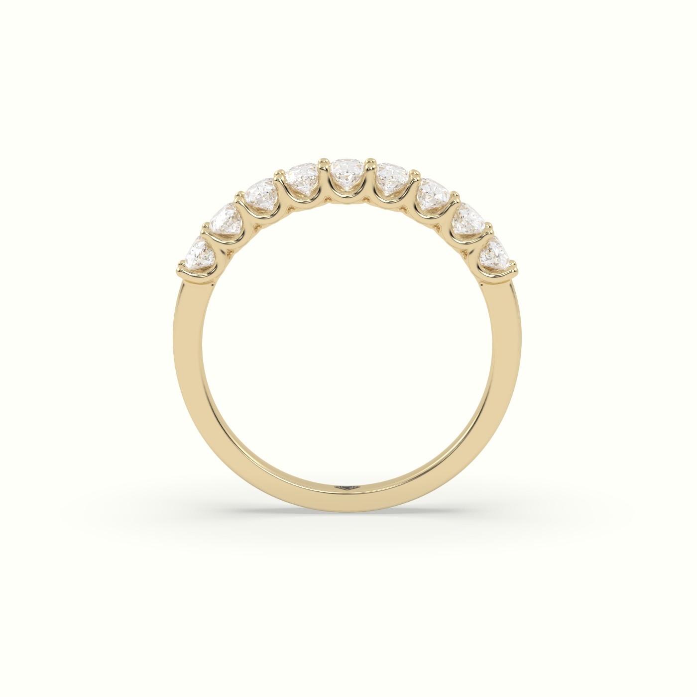 18k yellow gold oval diamond wedding half eternity ring Photos & images