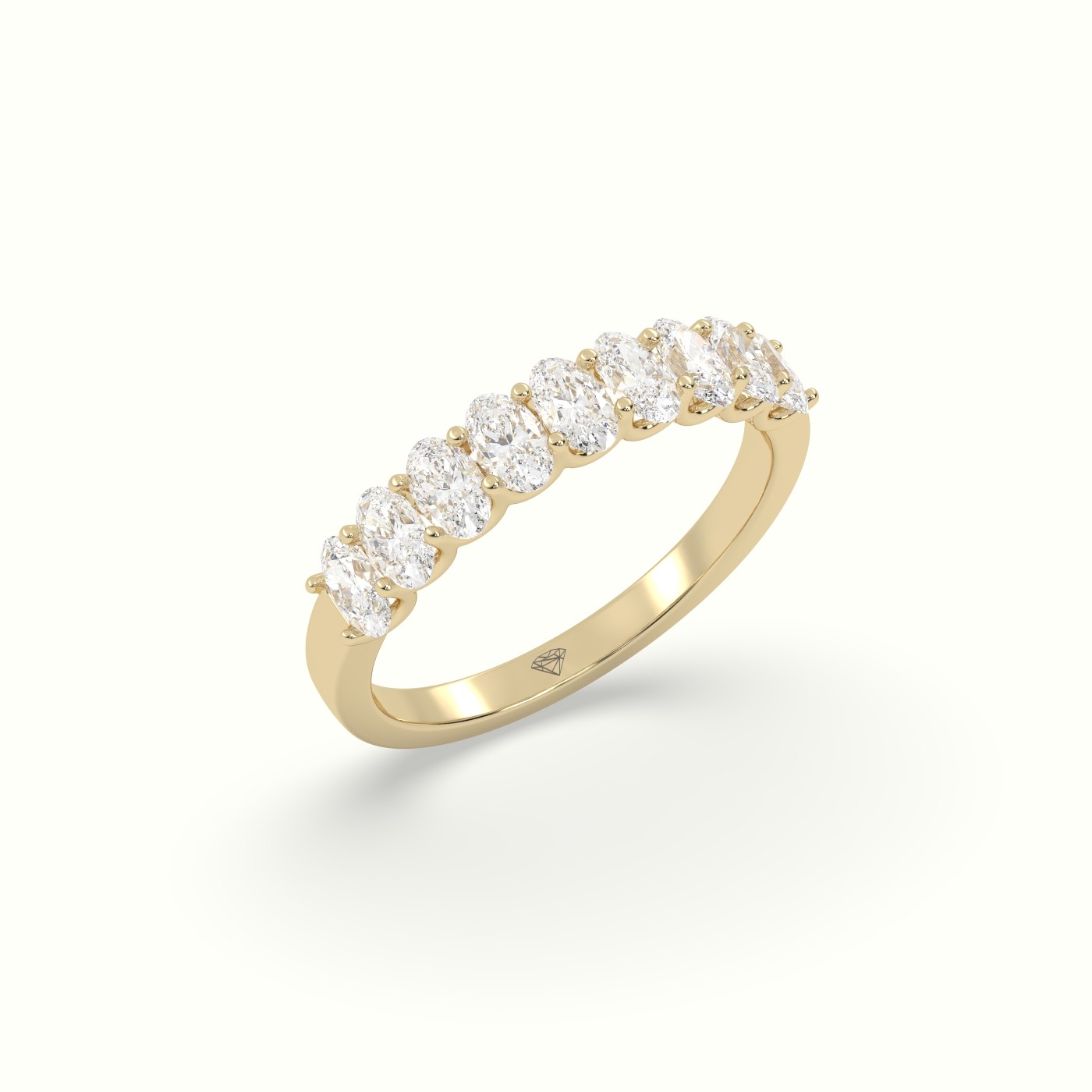 18k yellow gold oval diamond wedding half eternity ring