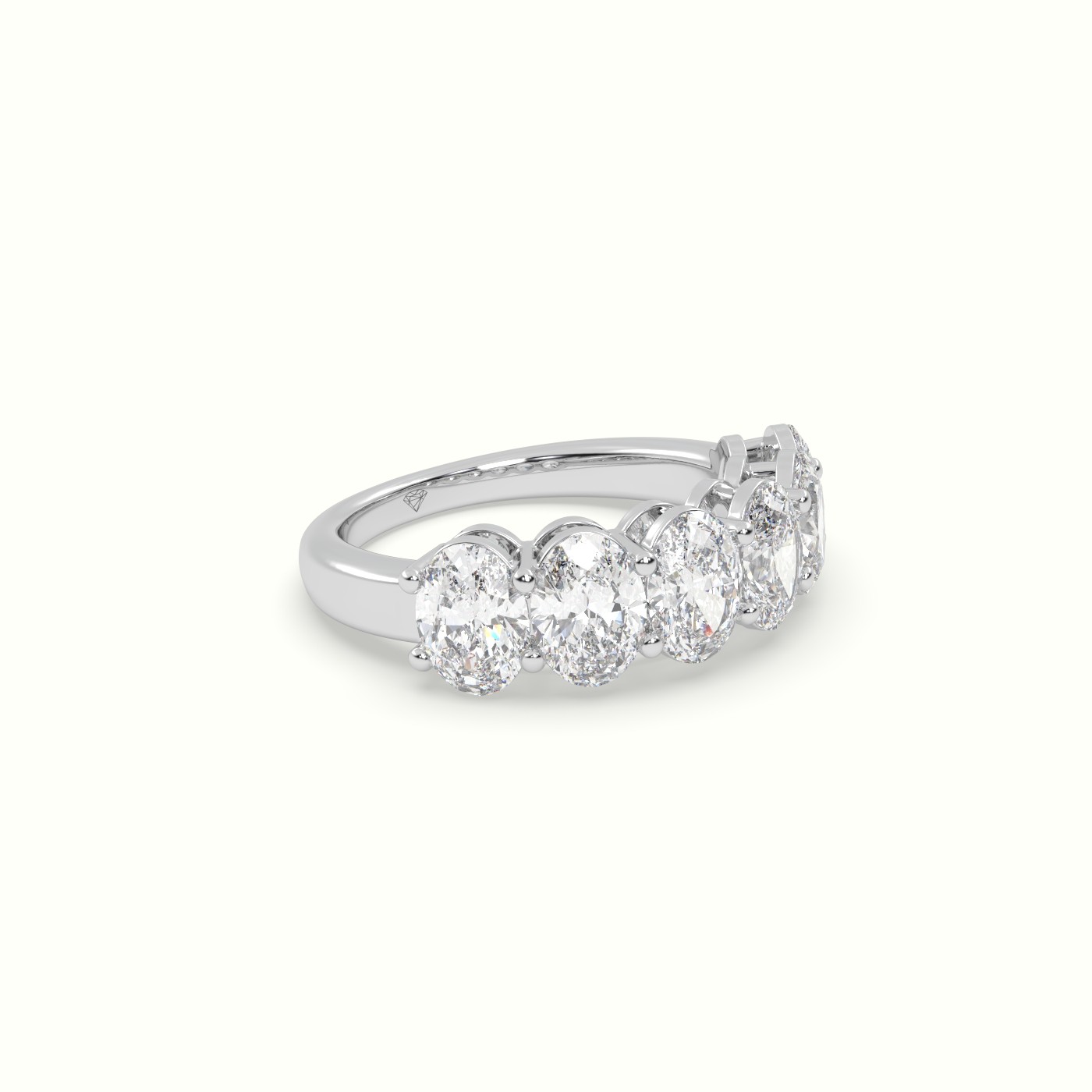 18k white gold oval half eternity diamond wedding ring Photos & images