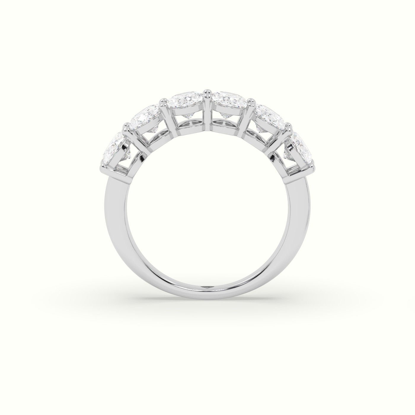 18k white gold oval half eternity diamond wedding ring Photos & images