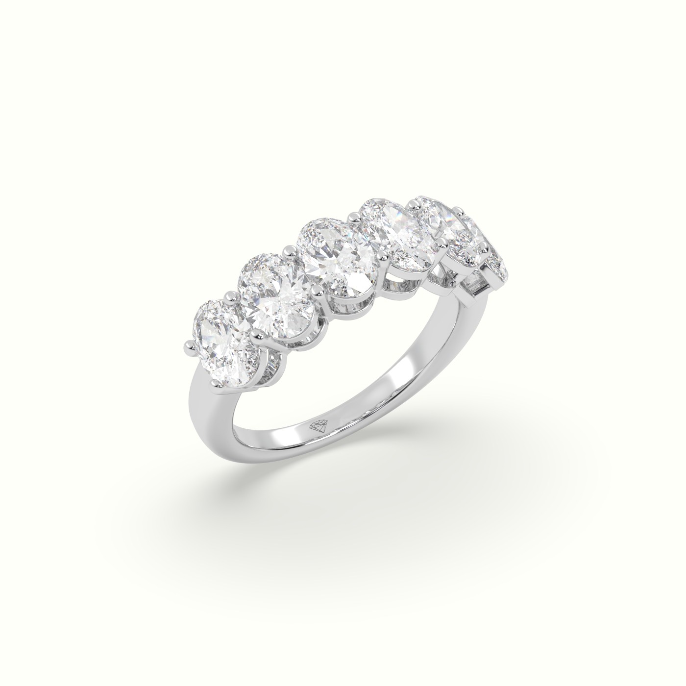 18k white gold oval half eternity diamond wedding ring