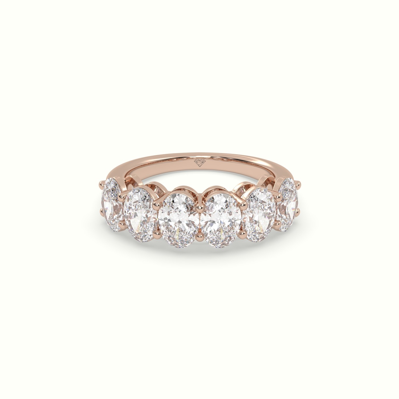 18k rose gold oval half eternity diamond wedding ring Photos & images