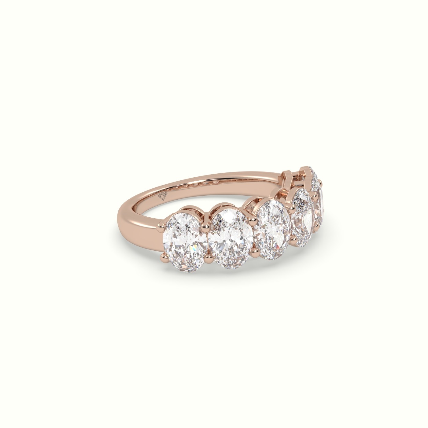 18k rose gold oval half eternity diamond wedding ring Photos & images