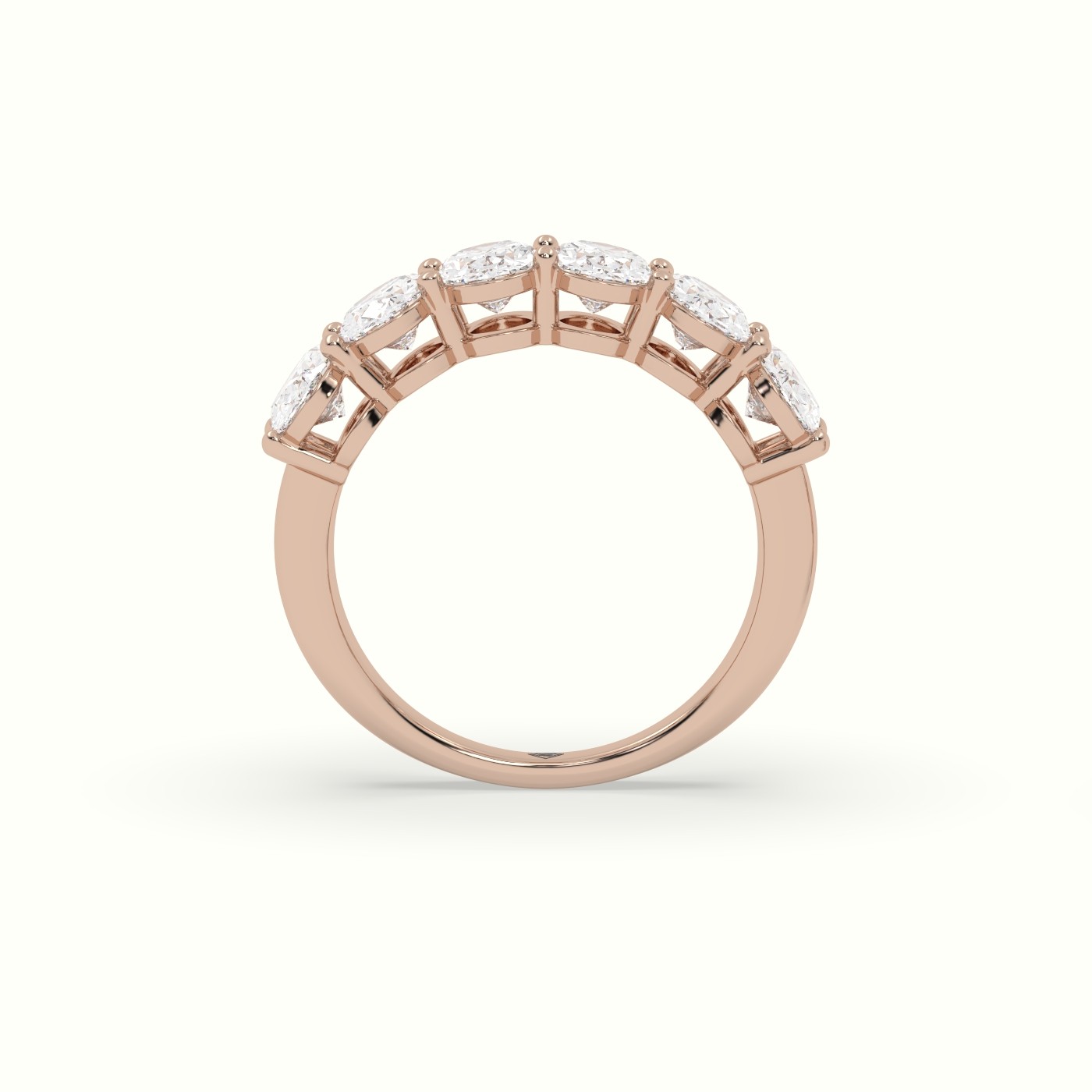 18k rose gold oval half eternity diamond wedding ring Photos & images