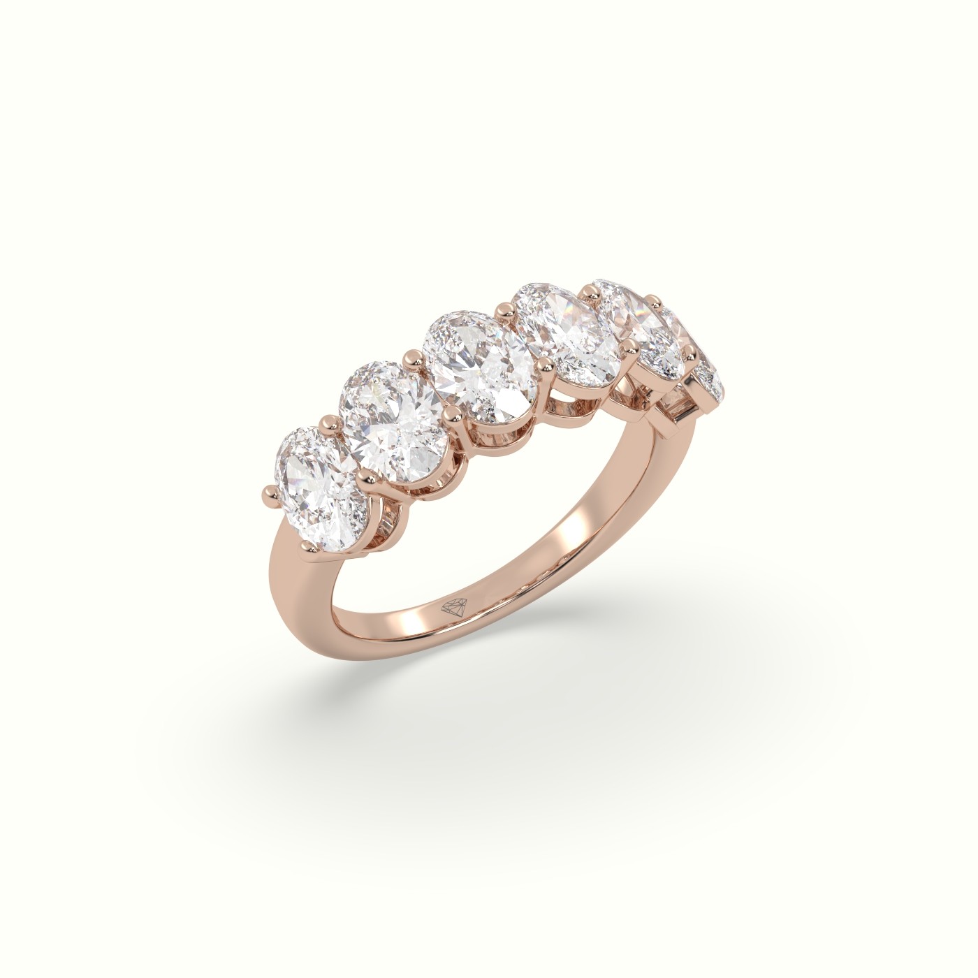 18k rose gold oval half eternity diamond wedding ring