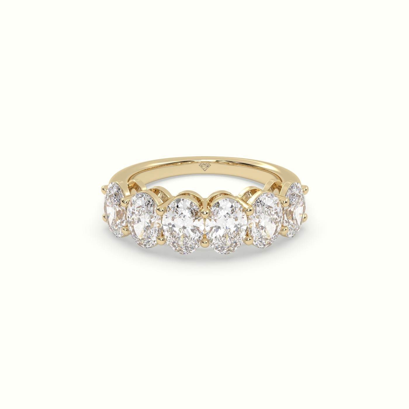 18k yellow gold oval half eternity diamond wedding ring Photos & images