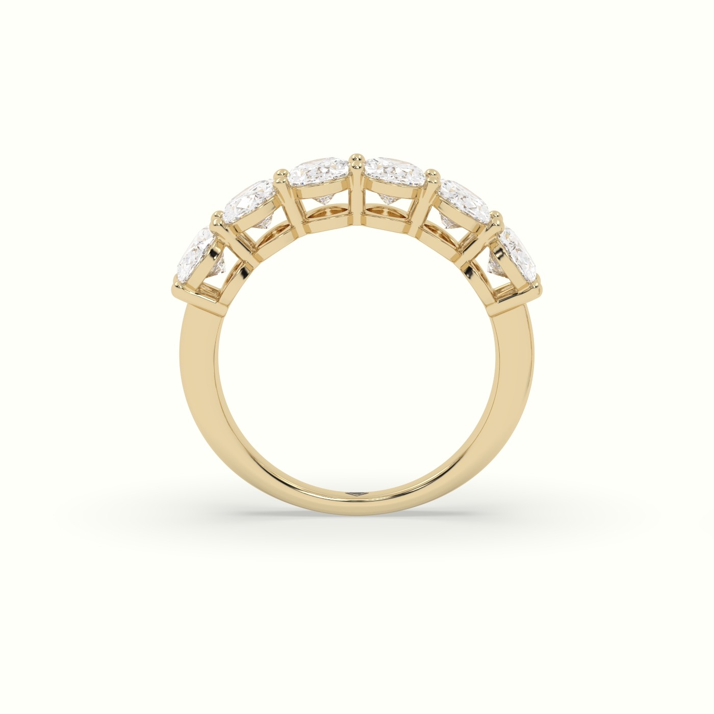 18k yellow gold oval half eternity diamond wedding ring Photos & images