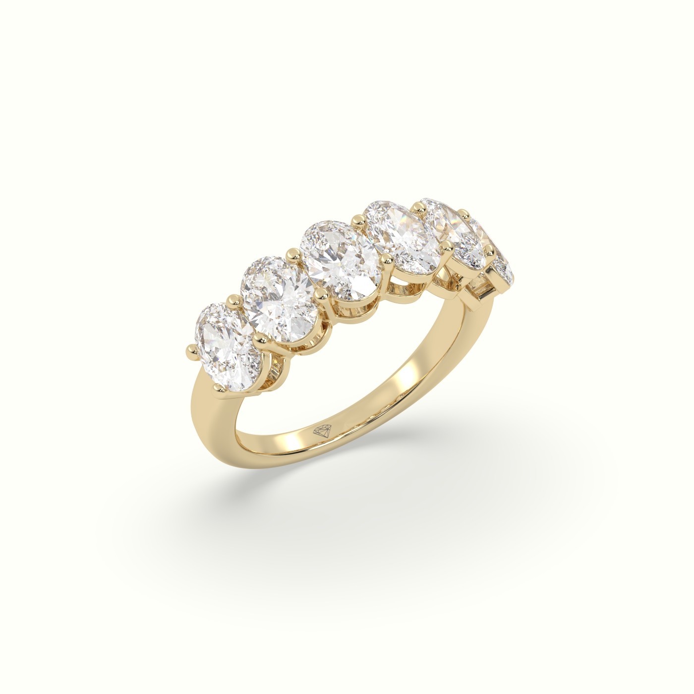 18k yellow gold oval half eternity diamond wedding ring