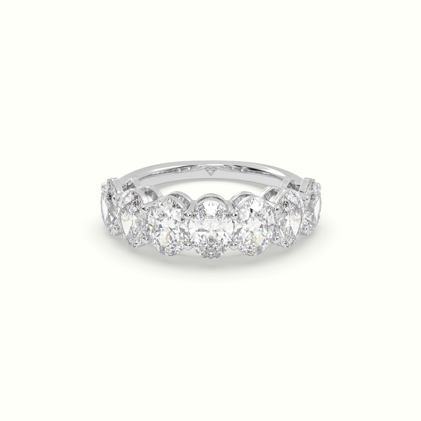 18k white gold oval diamond half eternity wedding ring Photos & images