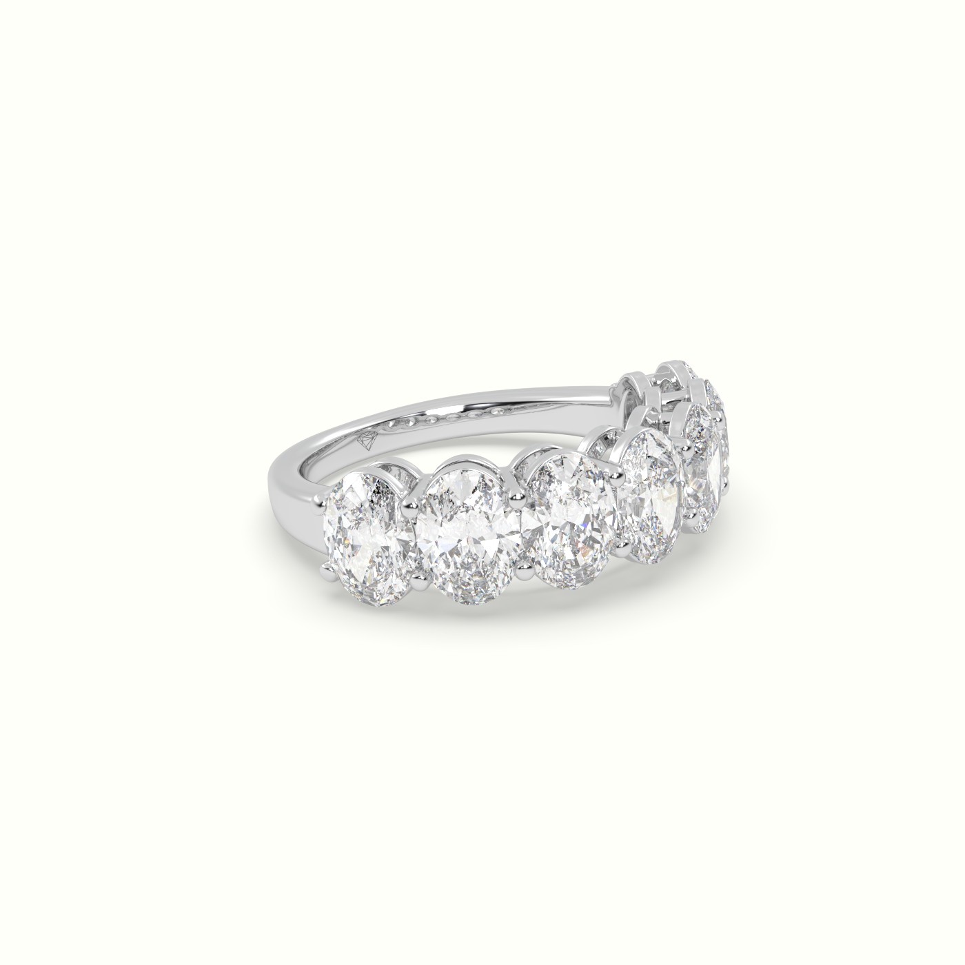 18k white gold oval diamond half eternity wedding ring Photos & images