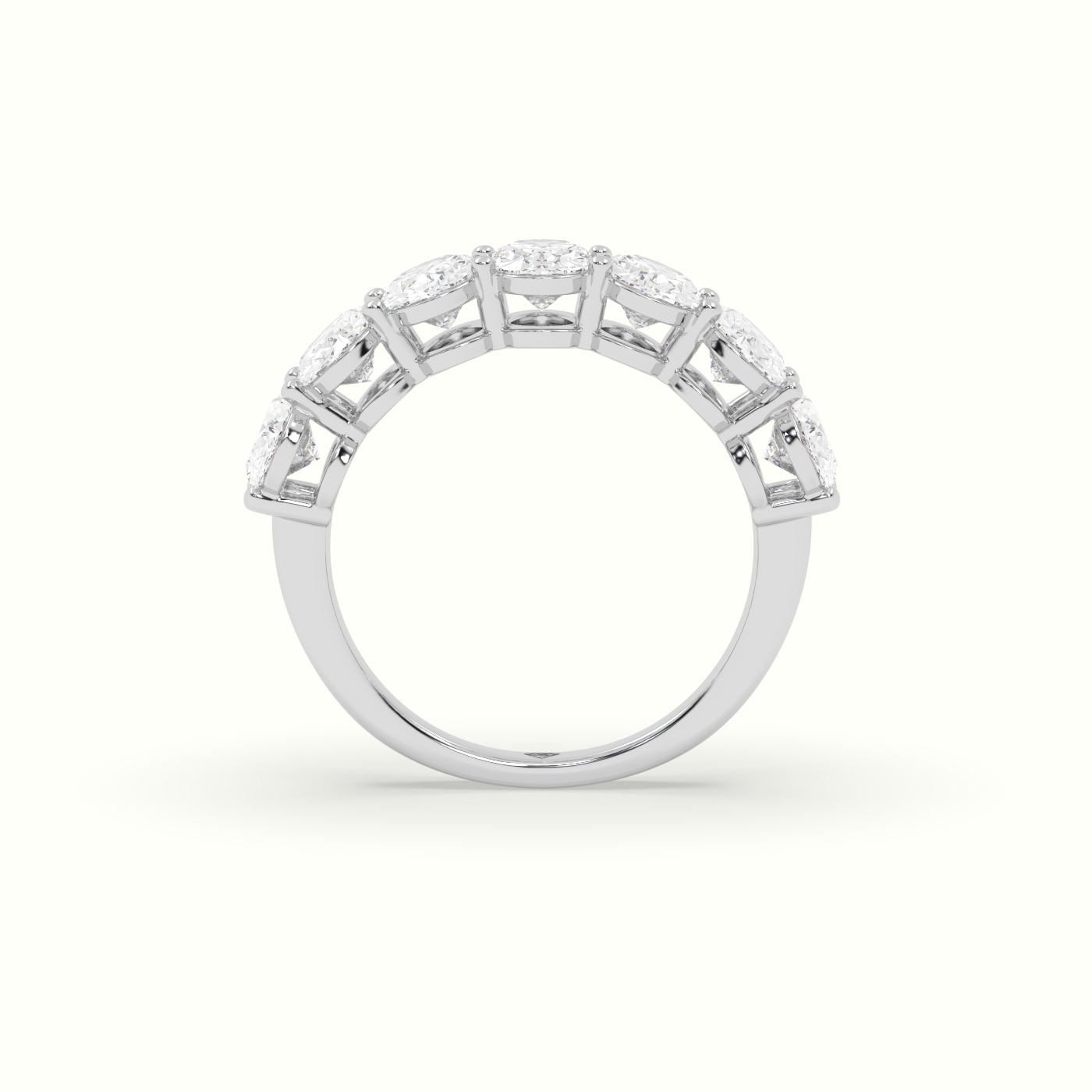 18k white gold oval diamond half eternity wedding ring Photos & images