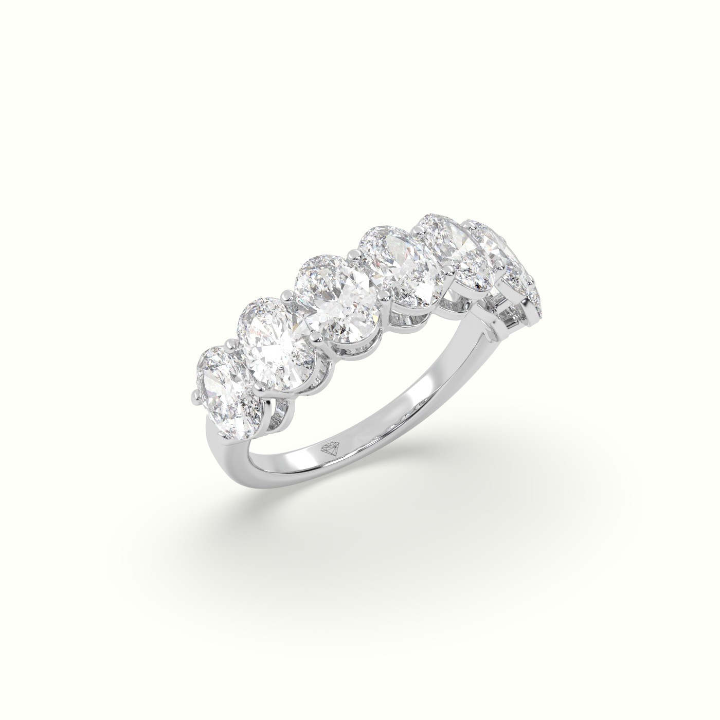 18k white gold oval diamond half eternity wedding ring